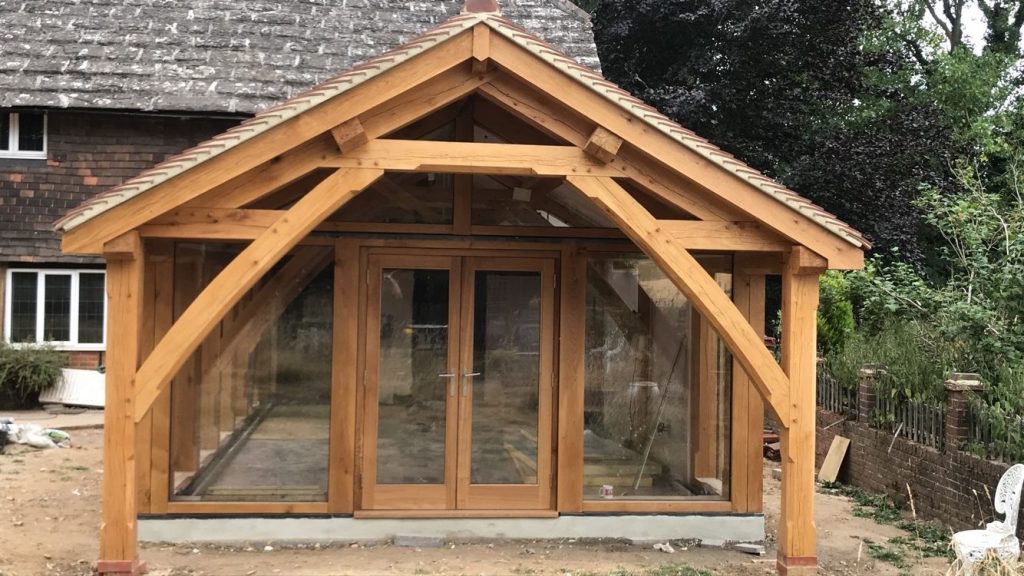 Oak framed Arch collar truss extension Surrey