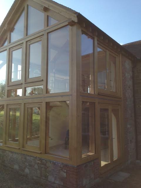 Oak and glass extension in Herefordshire