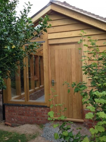 Oak greenhouse and shed