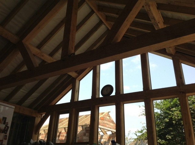 Oak framed extension with feature truss