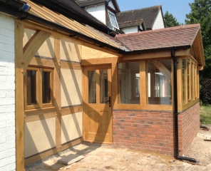 Oak framed conservatory with lean too