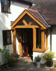 Corner oak framed porch