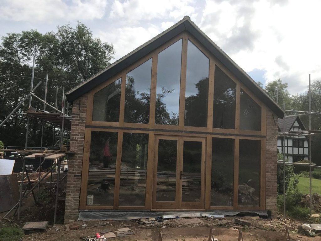 Oak framed glazed gable extension
