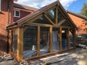 Oak framed glazed garden room extension