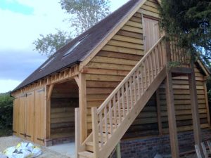 3 bay oak framed garage with uopstairs