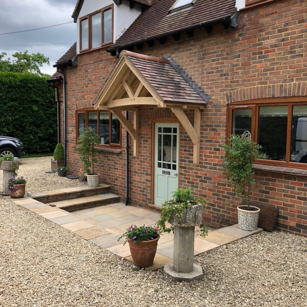 Oak Framed Canopy Supplied and fitted with a red tile roof near Oxford ...